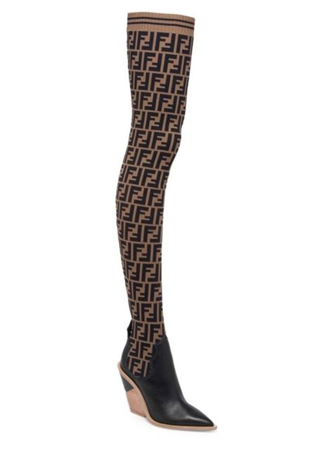 fendi long red boots|fendi thigh high sock boots.